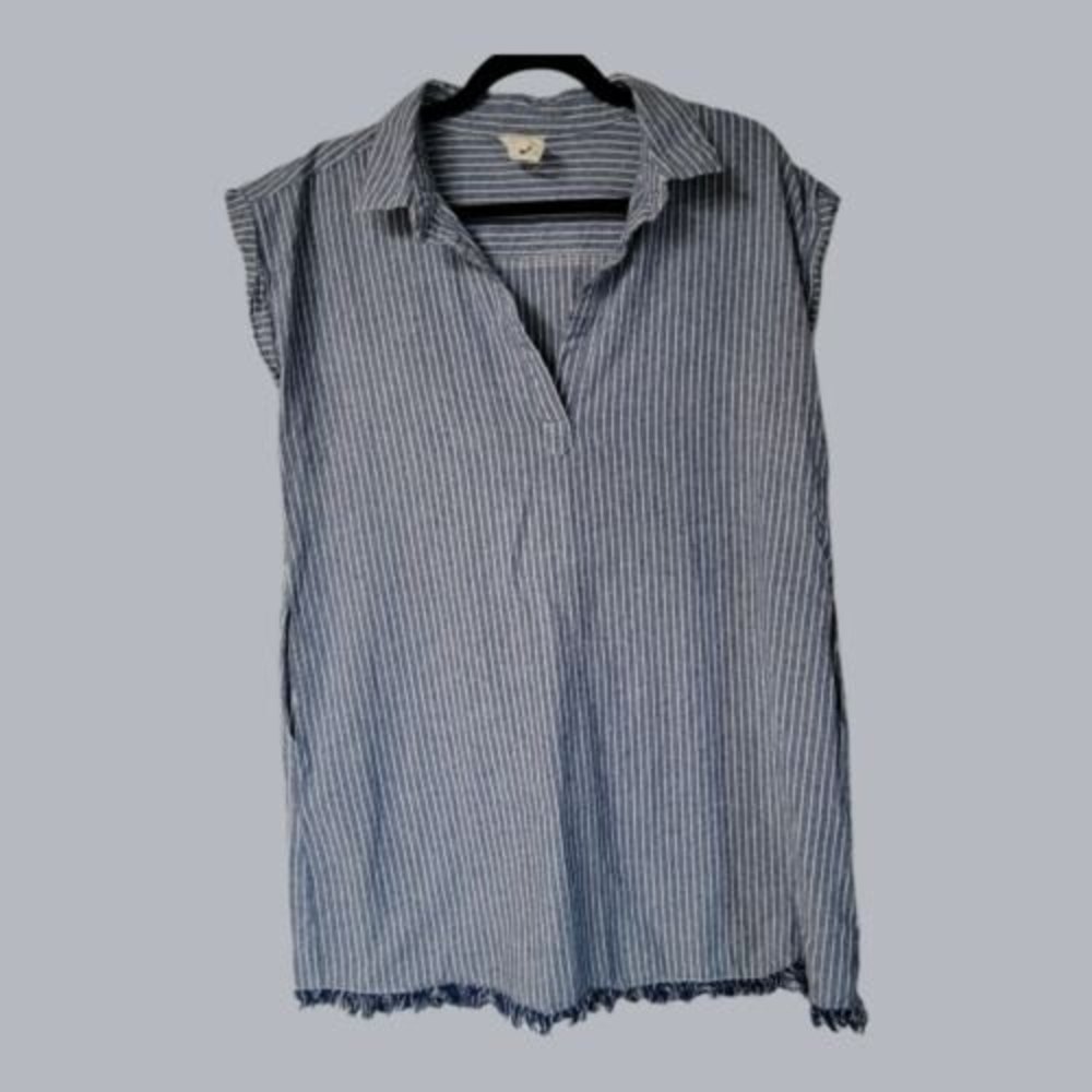 HARPER HERITAGE Tunic Roll‎ Sleeve Chambray LARGE Boho
